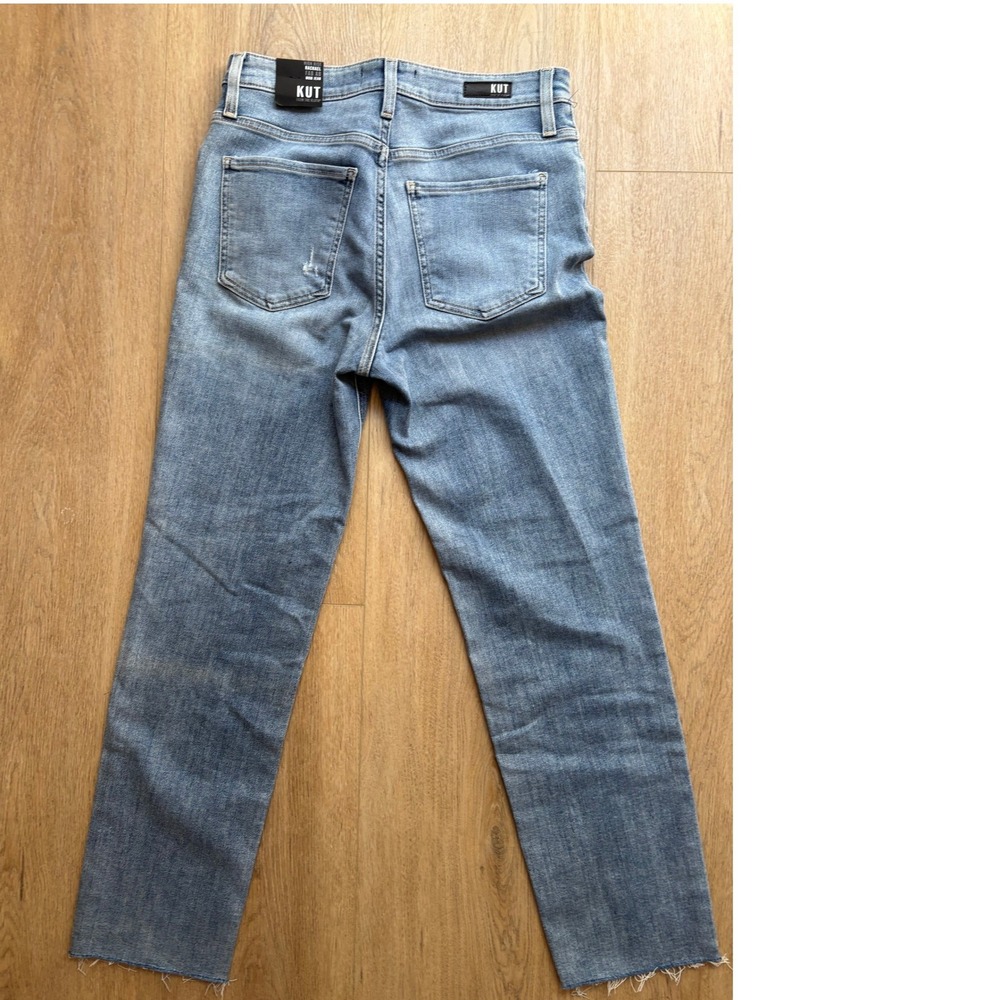 KUT from the Kloth Rachael Fab Am Mom Jean High Rise  Button Fly Raw Hem Size 6 - Picture 11 of 14